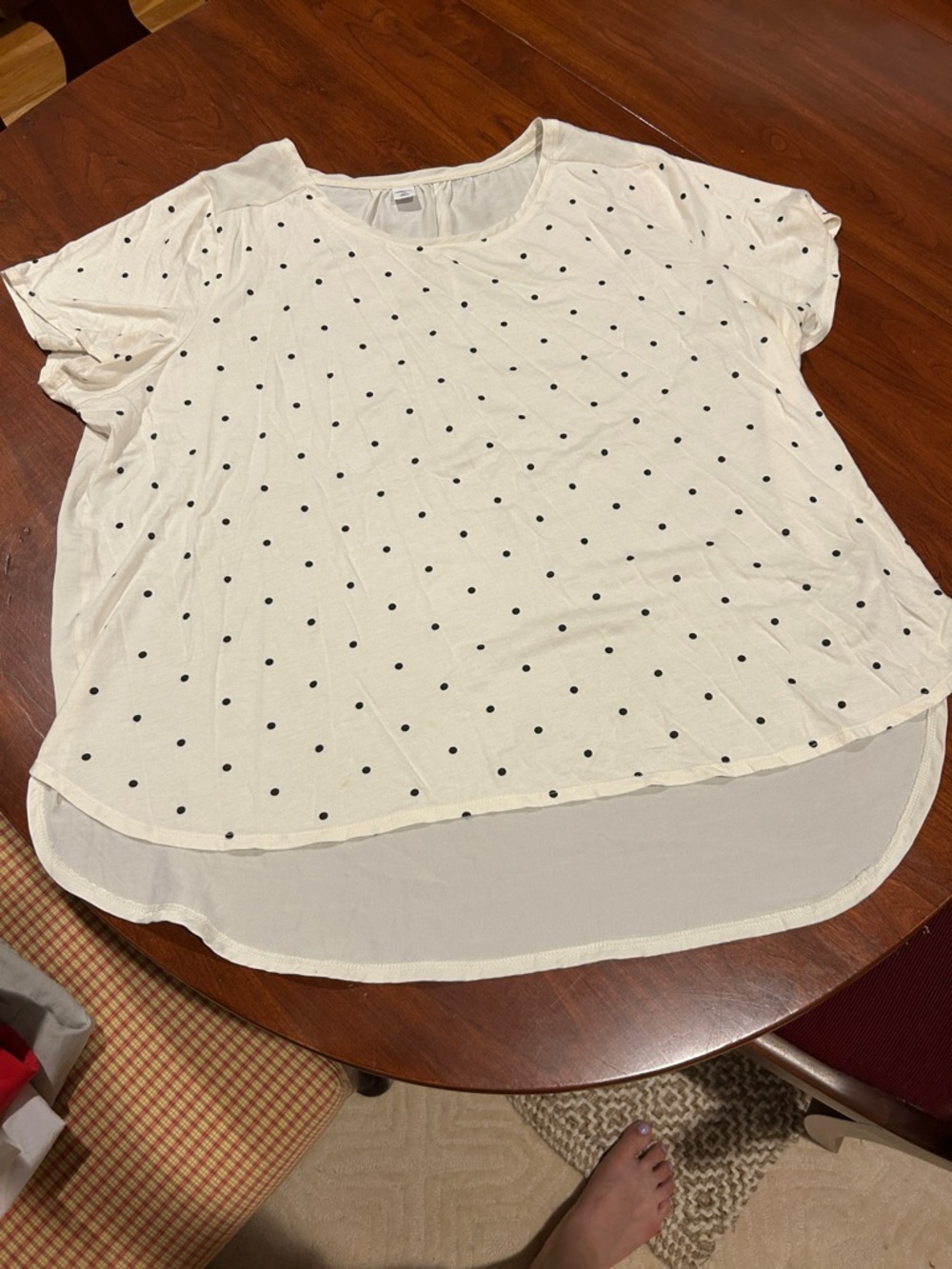 Old Navy Cream Top with Black Polka Dots